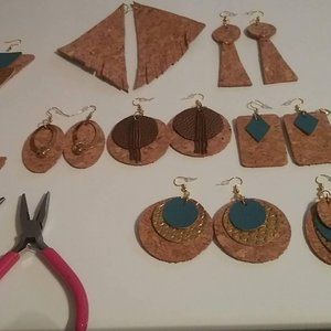 Hand Made Faux Leather Earrings $15 each